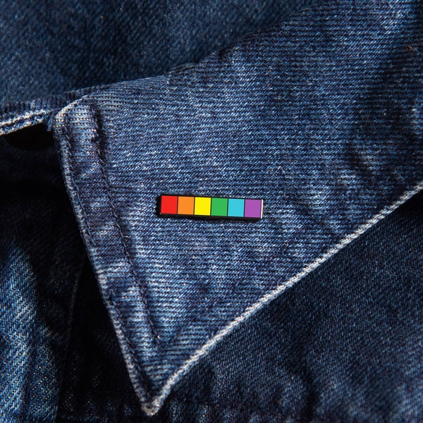 Rainbow Baton Pin — Minimalist Pride Flag Accessory Gay Bisexual Sticker Bracelet Badge Ring Wedding Card Tee Shirt Earrings Gift Necklace