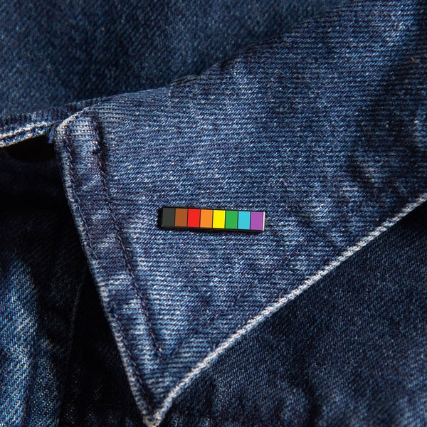 Inclusive Rainbow Baton Pin — Minimalist Pride Flag Accessory Gay Protest Philadelphia Brown Black Lives QPOC POC Sticker Bracelet Badge