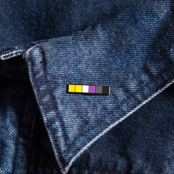 Non-Binary Baton Pin — Minimalist Pride Flag Accessory Gay Genderqueer Genderflux Genderfluid Valentines Card Shirt Earrings Gift Necklace