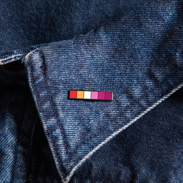 Lesbian Baton Pin — Minimalist Pride Flag Accessory Gay Bisexual Sticker Bracelet Badge Ring Wedding Card Tee Shirt Earrings Gift Necklace
