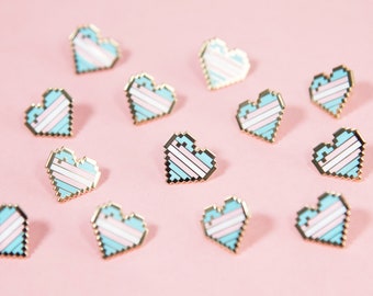 Transgender Pride Heart Pins — Subtle LGBT Flag Badge Valentines Gift Queer Button Sticker Trans Binary NB Enby Gender Pronoun They Them