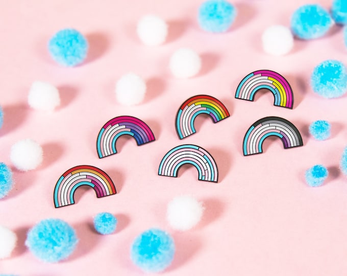 Trans Rainbow Enamel Pins (Variations)
