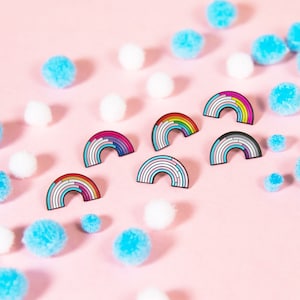 Trans Rainbow Pin (Variations) — Enby Badge Subtle Pride Accessory Gay Queer Transgender Pronoun They Them FTM MTF Genderqueer Genderfluid