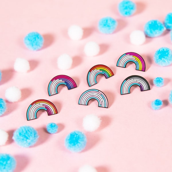 Trans Rainbow Pin (Variations) — Enby Badge Subtle Pride Accessory Gay Queer Transgender Pronoun They Them FTM MTF Genderqueer Genderfluid