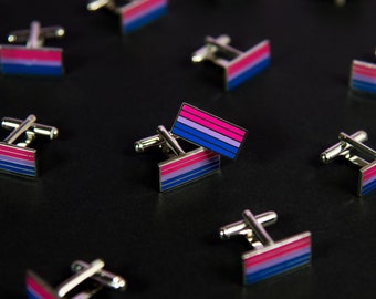 Silver-Plated Bisexual Pride Cufflinks