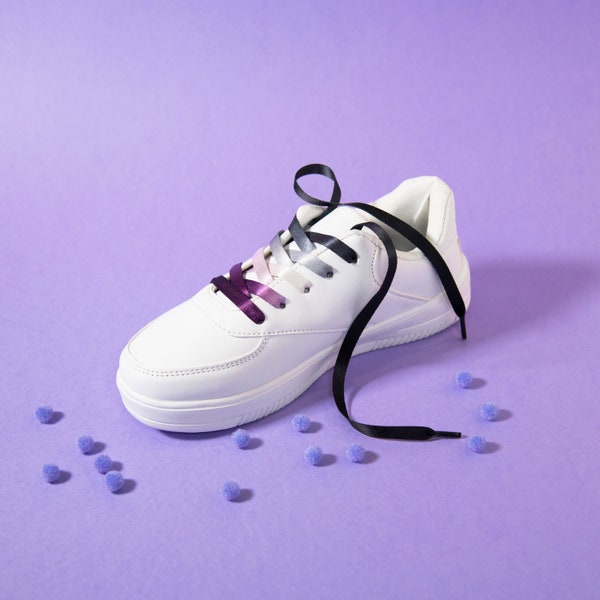 Asexual Pride Shoelaces — Subtle LGBT Pride Accessory Gradient Pride Flag Lace Lock Demisexual Demi Ace Aroace Charm Queer Gift Present