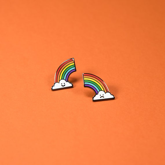 The Happy/Sad Rainbow Cloud Pins