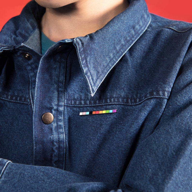 LGBT Progress Flag Rod Pin — Rainbow Pride Accessory Lesbian Gay Bi Trans Subtle Minimalist Queer POC Transgender Equality Ally Bracelet 