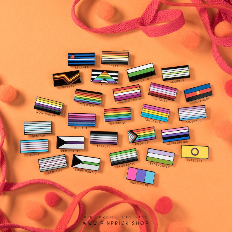 Agender Ribbon Pin Genderqueer Pride Accessory Nonbinary LGBT Genderless Button Badge Enamel Transgender Neutral Neutrois They Pronoun image 3