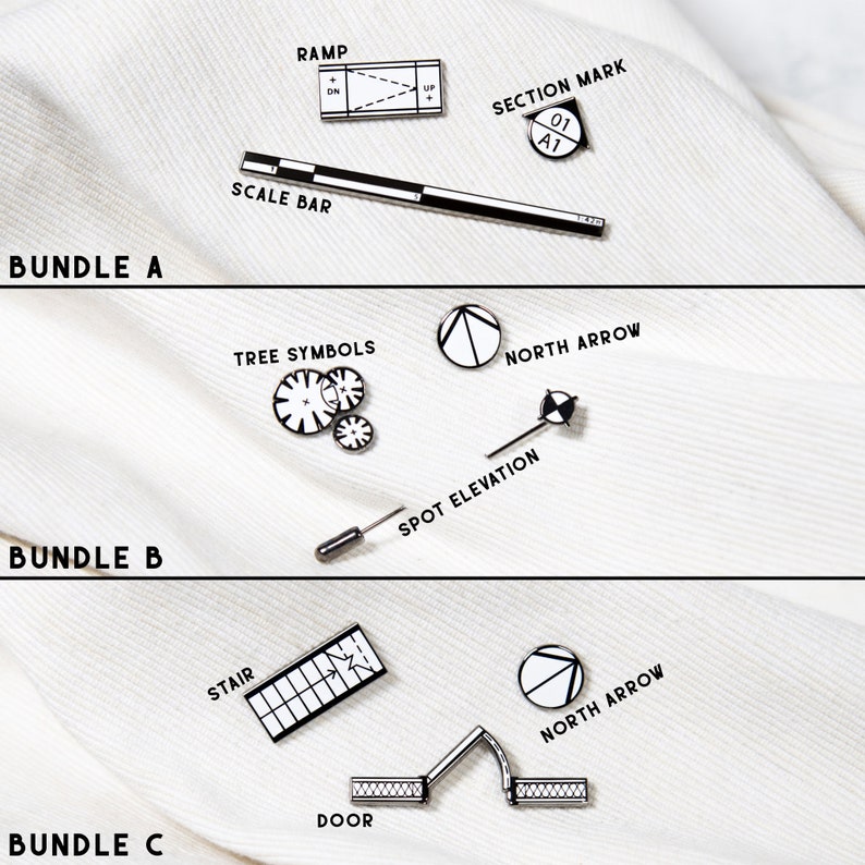 The North Arrow Chained Enamel Pins Architecture Collar Clips Designer Architect Drawings Poster Valentines Personalised Gift Present image 6