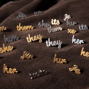 Collar Chain Pronoun Pins They Them He Him She Her Neopronouns Trans Gender Nonbinary Enby Badge Enamel Earrings Necklace Bisexual Gift image 4