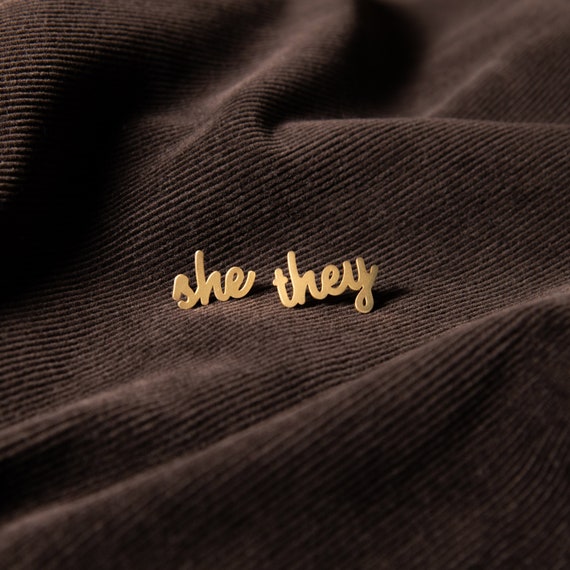 She/They Pronoun Pins