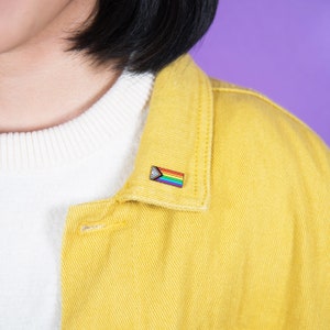 Progress Pride Flag Pin Enamel Badge Rainbow Inclusive Gay LGBT Equality Diversity Lesbian Bisexual Trans Asexual Queer Sex Education Ola image 2