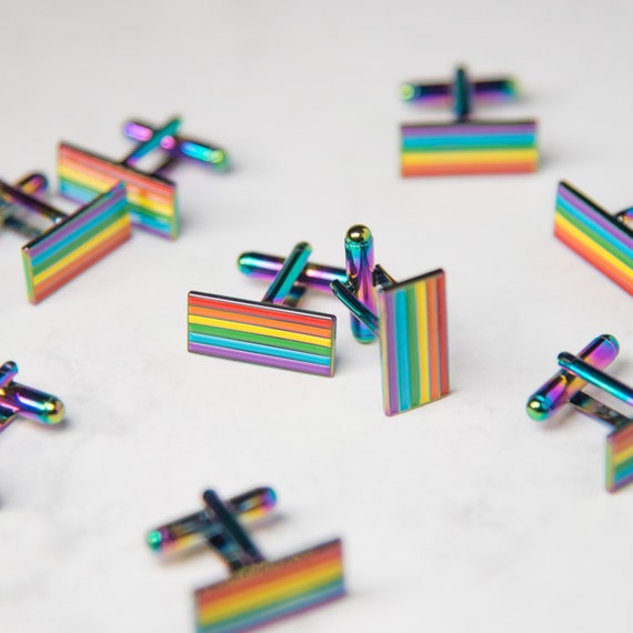 Iridescent Rainbow-Plated Pride Cufflinks