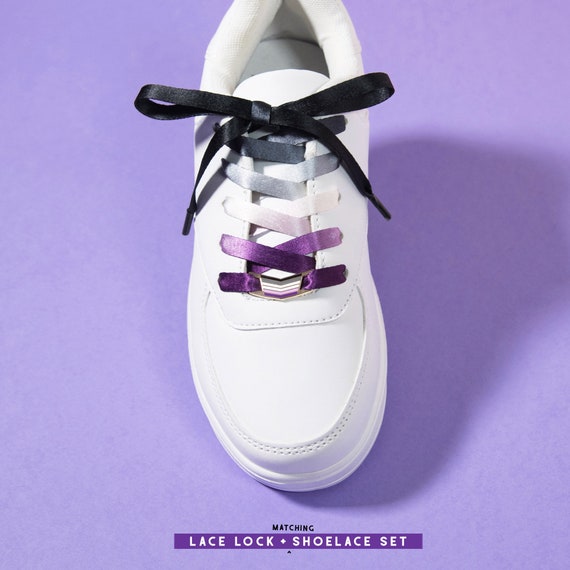 Asexual Lace Locks -- Small Subtle Gay Pride Shoelace Shoe Charm Sneaker Pendant Lgbt Gay Bisexual Biromantic Demisexual Queer Gift Present