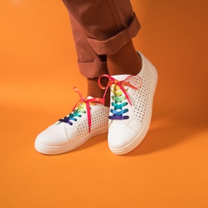 Rainbow Pride Shoelaces Subtle LGBT Pride Accessory Gradient Pride Flag Lace Lock Sneaker Charm Gay Lesbian Bisexual Queer Gift Present Bild 2