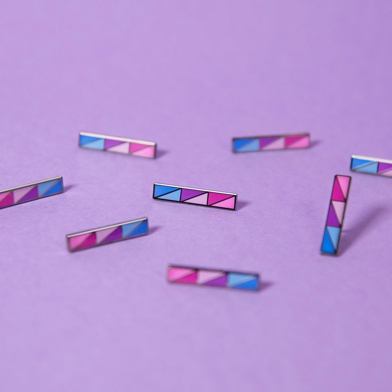 Bisexual Bar Pin — Subtle Bi Pride Flag Accessory LGBT Lesbian Gay Bisexuality Sticker Bracelet Earrings Biromantic Queer Enamel Lapel Badge 