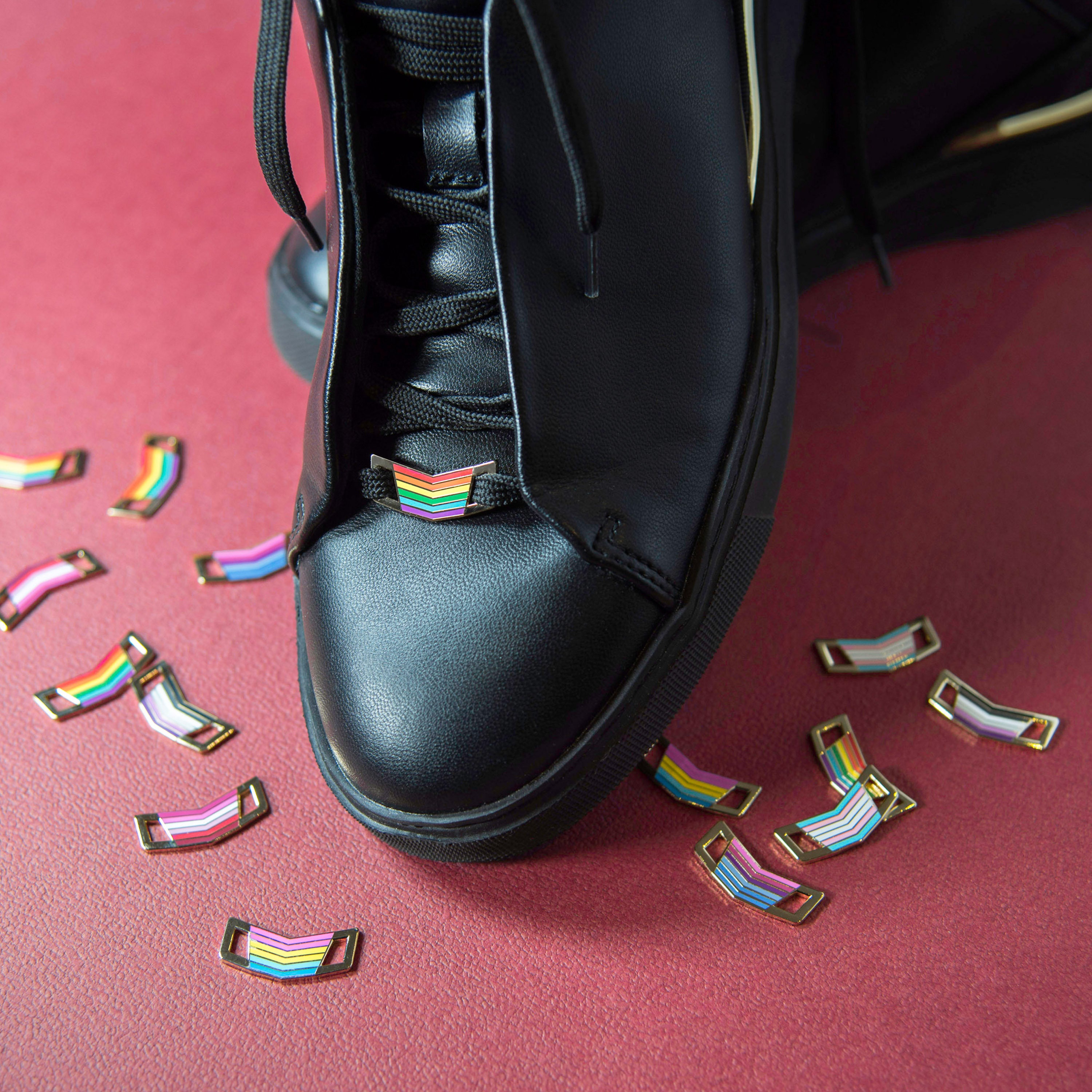 Agender Lace Locks Subtle LGBT Pride Shoelace Enamel Badge Shoe