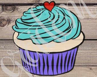 Cupcake svg, pdf, png, jpg, desenhado à mão, comida svg, arquivo de corte cricut, silhueta svg, cupcake para impressão, cereja coração, svg em camadas, cor svg