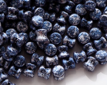 LAST 115 pcs Pellets 6*4 mm, granite blue beads, Czech glass beads, diabolo Czech beads,  CHOOSE QUANTITY for discount