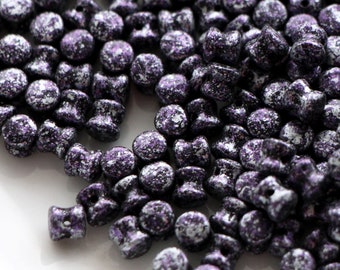 50-250 pcs Pellets 6*4 mm, granite violet beads, Czech glass beads, diabolo Czech beads,  CHOOSE QUANTITY for discount