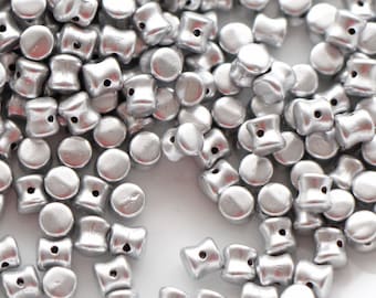 50-250 pcs Pellets 6*4 mm, silver beads, Czech glass beads, diabolo Czech beads,  CHOOSE QUANTITY for discount