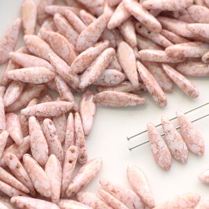Daggers Czech beads 2-hole 5*16 mm glass beads, petal beads, leaf beads, red terracotta beads (25 pcs) or CHOOSE QUANTITY for discount