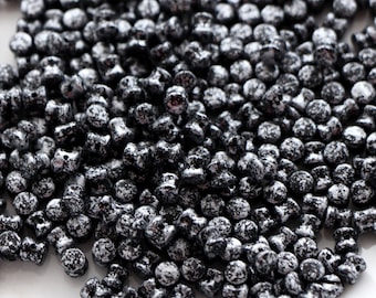 50-250 pcs Pellets 6*4 mm, granite silver beads, Czech glass beads, diabolo Czech beads,  CHOOSE QUANTITY for discount