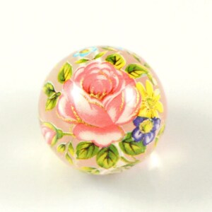 Perline Tensha 16 mm, rose su perline trasparenti, perline giapponesi fatte a mano Tensha, perline rotonde, perline focali, 2/5/10 pezzi