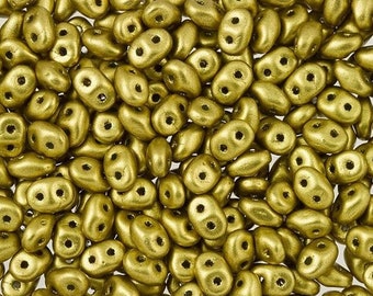 10 gr Superduo mate metálico azteca dorado 5*2,5 mm, cuentas de vidrio checo, cuentas de dos agujeros ELIGE CANTIDAD para descuento
