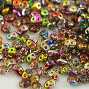 10 gr Superduo Magic Red/Yellow 5*2.5 mm, Czech glass beads, two-hole beads CHOOSE QUANTITY for discount