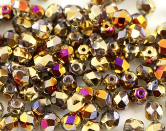 50 pcs 6 mm Fire-Polished Czech glass beads, faceted beads, faceted round beads California Violet or CHOOSE QUANTITY for discount