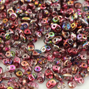 10 gr Superduo Magic Red/Brown 5*2.5 mm, Czech glass beads, two-hole beads CHOOSE QUANTITY for discount