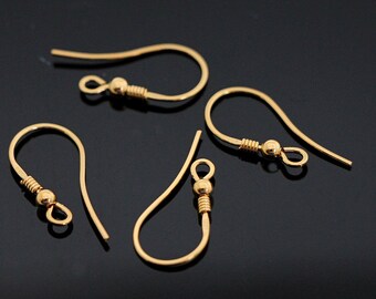 Luxury Earwires sterling silver 24 K gold plate vermeil hook earwires HIGH QUALITY choose quantity