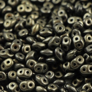 10 gr Superduo Metallic Suede Dk Green 5*2.5 mm, Czech glass beads, two-hole beads CHOOSE QUANTITY for discount