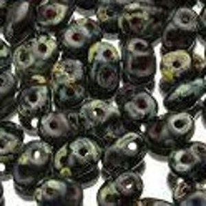 10 gr Superduo Jet picasso beads 5*2.5 mm, Czech glass beads, two-hole beads CHOOSE QUANTITY for discount
