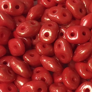 10 gr Superduo marbled opaque red beads 5*2.5 mm, Czech glass beads, two-hole beads CHOOSE QUANTITY for discount