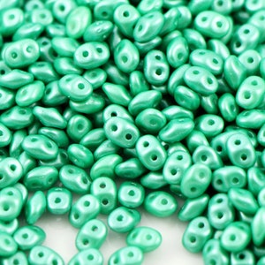 10 gr Superduo Pearl Shine Lt.Green beads 5*2.5 mm, Czech glass beads, two-hole beads CHOOSE QUANTITY for discount