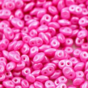 10 gr Superduo Gold Shine lt fuchsia beads 5*2.5 mm, Czech glass beads, two-hole beads CHOOSE QUANTITY for discount