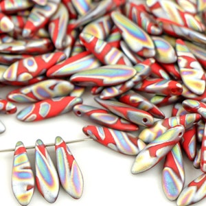Daggers Czech beads 1-hole 5*16 mm glass beads, petal beads, leaf beads, rainbow beads MATTE (25 pcs) or CHOOSE QUANTITY for discount