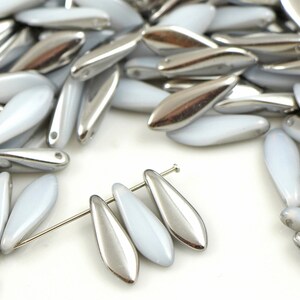 Daggers Czech beads 1-hole 5*16 mm glass beads, petal beads, leaf beads, two-tone beads (25 pcs) or CHOOSE QUANTITY for discount