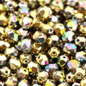50 pcs 6 mm Fire-Polished Czech glass beads, faceted beads, faceted round beads California Blooming Meadow CHOOSE QUANTITY for discount