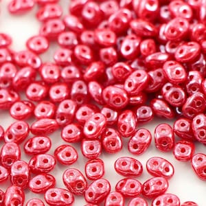 10 gr Superduo Luster Opal Red 5*2.5 mm, Czech glass beads, two-hole beads CHOOSE QUANTITY for discount