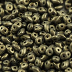 10 gr Superduo Metallic Suede Gold 5*2.5 mm, Czech glass beads, two-hole beads CHOOSE QUANTITY for discount