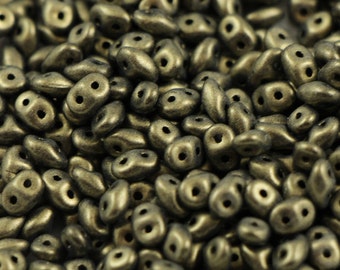 10 gr Superduo Metallic Suede Dorado 5*2.5 mm, cuentas de vidrio checo, cuentas de dos agujeros ELIGE CANTIDAD para descuento