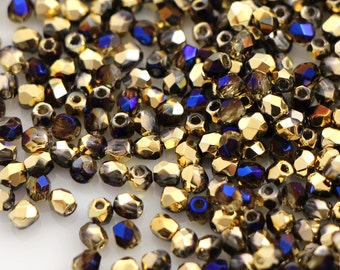 100 - 600 pcs Fire-Polished 3 mm, Czech glass beads, faceted glass round beads California Blue CHOOSE QUANTITY for discount