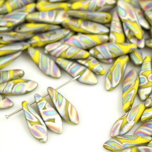 Daggers Czech beads 1-hole 5*16 mm glass beads, petal beads, leaf beads, rainbow beads MATTE (25 pcs) or CHOOSE QUANTITY for discount
