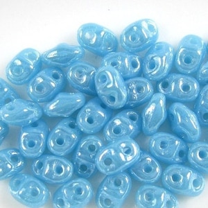 10 gr Superduo Luster blue turquoise beads 5*2.5 mm, Czech glass beads, two-hole beads CHOOSE QUANTITY for discount