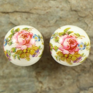 Cuentas Tensha de 12 mm, rosas sobre transparente, cuentas japonesas tensha hechas a mano, cuentas redondas, cuentas focales, 2/5/10 piezas