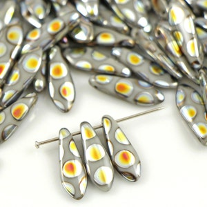 Daggers Czech beads 1-hole 5*16 mm glass beads, petal beads, leaf beads, rainbow peacock beads (25 pcs) or CHOOSE QUANTITY for discount